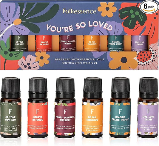 Folkulture Essential Oils for Diffusers | Oil Diffuser Essential Oil Set of 6 Fragrance Oil | Diffusers Oil Scents for Home | Fragrance Oil for Diffusers | Patchouli, Jasmine, Rose - Bloomnest