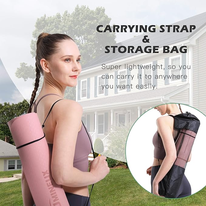UMINEUX Yoga Mat Extra Thick 1/3'' & 2/5" Non Slip Yoga Mats for Women Eco Friendly TPE Fitness Exercise Mat with Carrying Sling & Storage Bag - Bloomnest