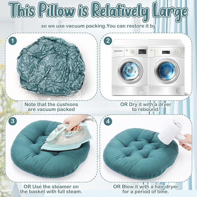 Fumete 12 Pcs Floor Pillows Cushions Seating 16 x 16 Inches Color Round Seat Reading Floor Chair Cushions for Kids Adults Classroom Home School Playing Supplies(Peacock Blue) - Bloomnest