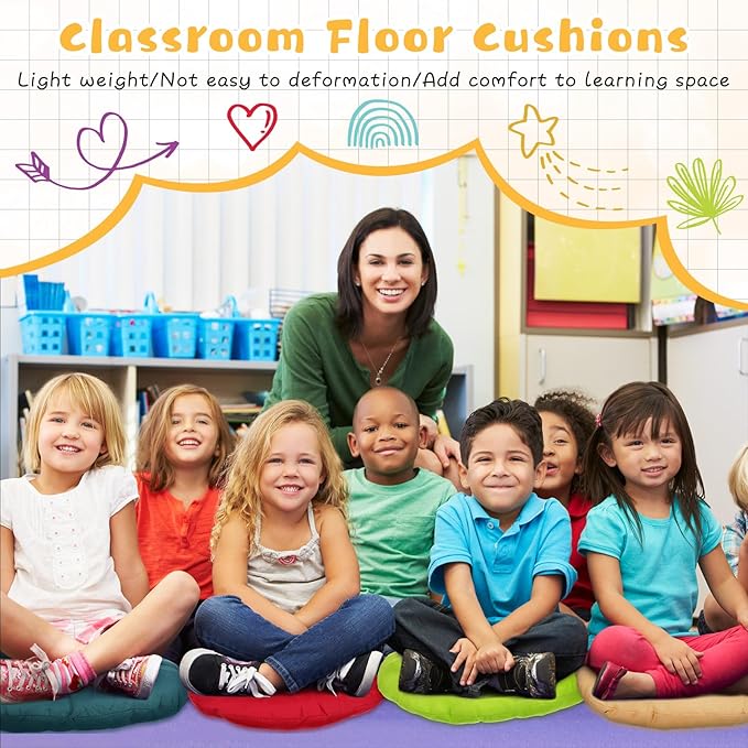 Tinideya 36 Pcs Round Floor Pillows 15.7 Inch Flexible Seating Pillows Chair Floor Cushions Reading Cushions for Kids Adults Classroom Home School Playing Supplies,18 Colors(Colorful) - Bloomnest