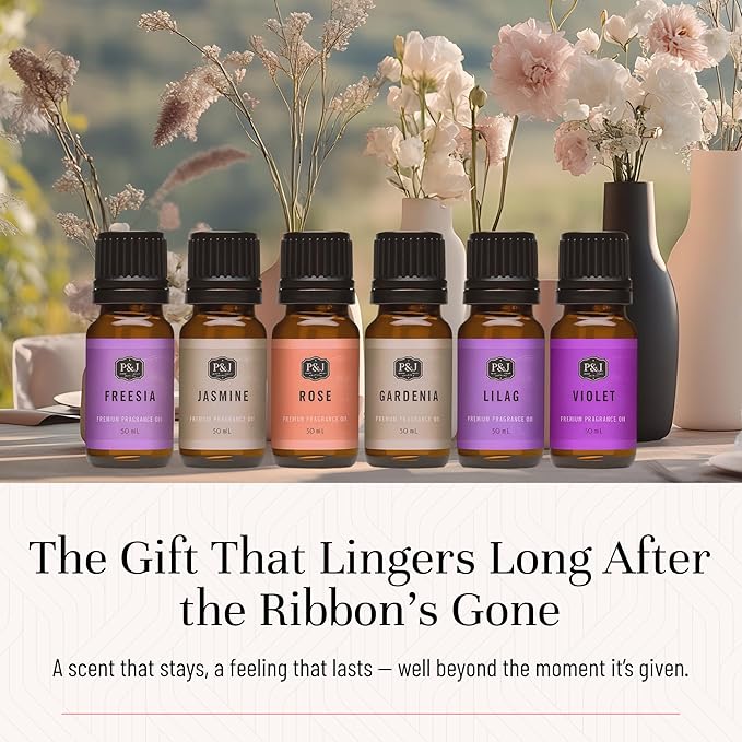 P&J Trading Fragrance Oil Floral Set | Violet, Jasmine, Rose, Lilac, Freesia, and Gardenia Candle Scents for Candle Making, Freshie Scents, Soap Making Supplies, Diffuser Oil Scents PJTrading