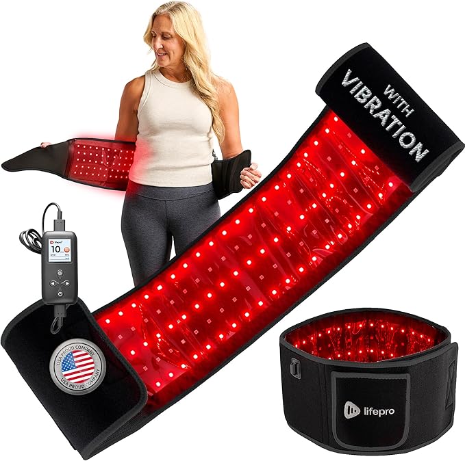 Lifepro Red Light Therapy Belt – Allevared Infrared Red Light Therapy for Body, Back Pain and Shoulder - 660nm & 850nm Near Infrared Heating Pad – Adjustable & Portable for Wellness & Relaxation Lifepro