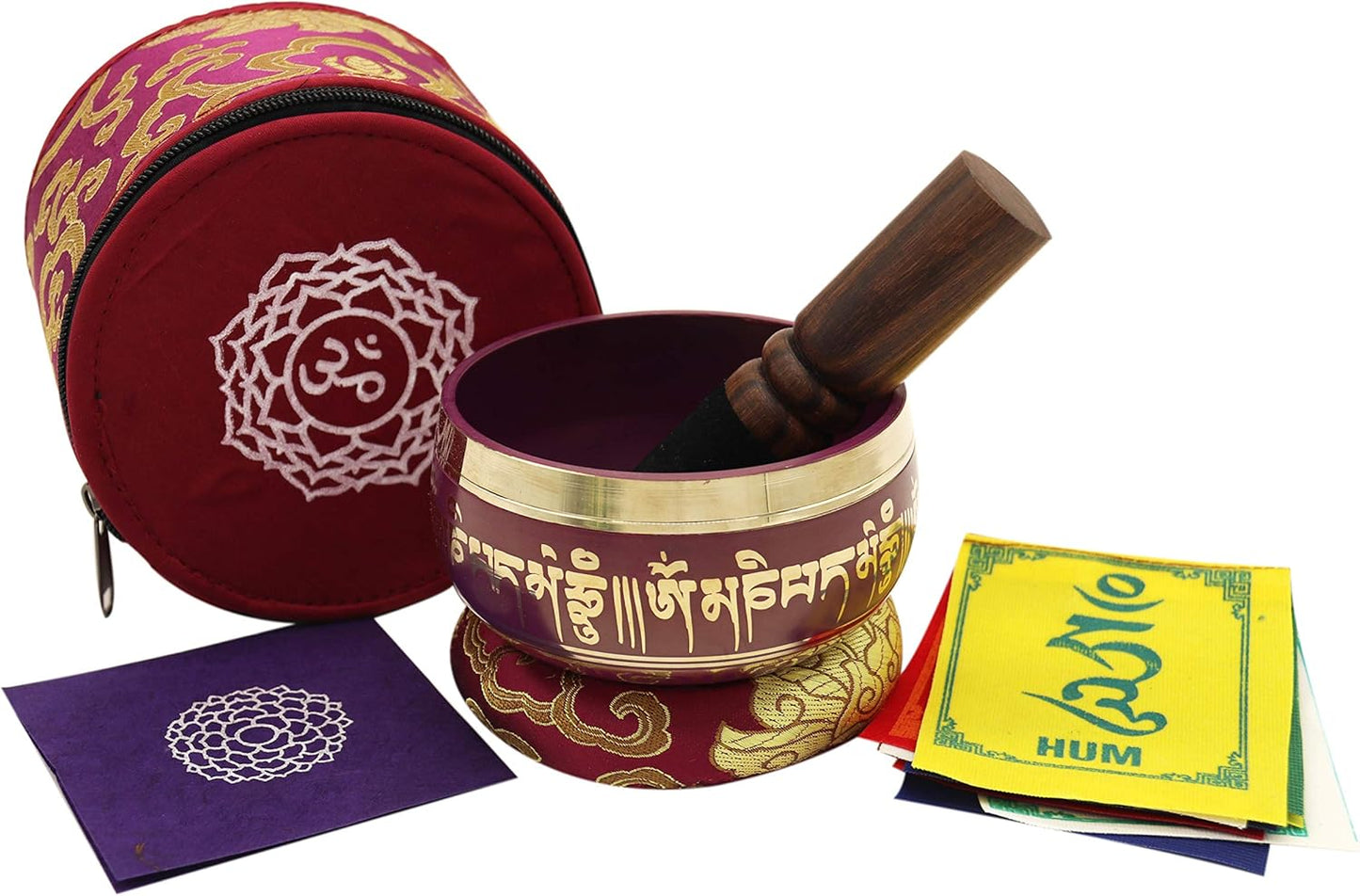 KHUSI Seven Chakra Tibetan Singing Bowls Set, Crown Chakra Bowl, Purple, Hand-painted, Meditation Practice