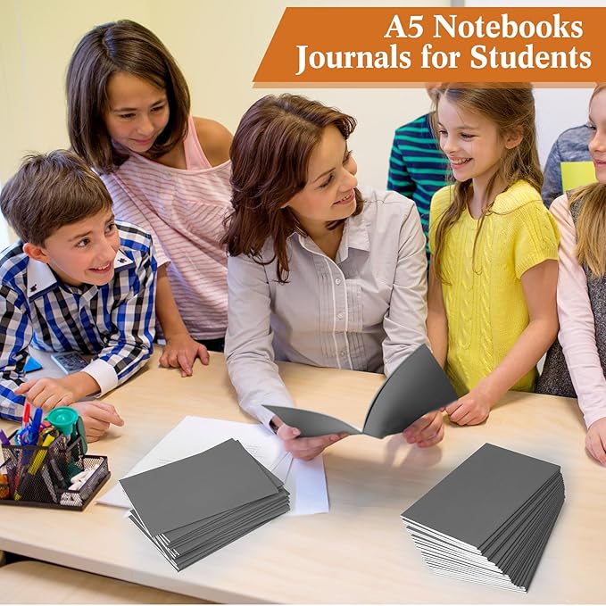 Mimorou 100 Pcs Journals Notebooks Bulk - Kraft Softcover A5 Small Notebooks 5.5 Inch x 8.3 Inch Notepads with 60 Page 30 Sheet for Writing Sketch Travel Office Supplies(Grey,Lined) - Bloomnest