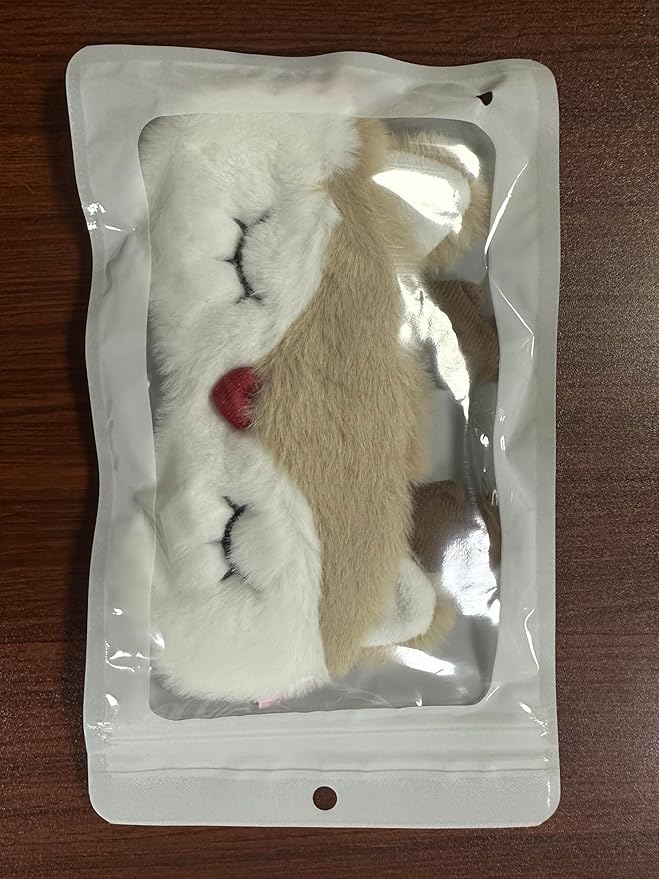 Christmas Reindeer Sleep Mask Cute Antler Eye Masks Sleeping Soft Plush Cartoon Blindfold Funny Animal Eye Cover Xmas Presents for Kids Girls and Adult (Xmas Reindeer,White) - Bloomnest