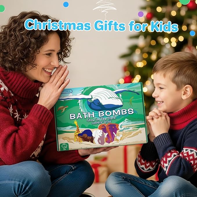 Bath Bombs for Kids with Toys Inside - 24 Pack Kids Bath Bombs with Glow in The Dark Surprise Toys Inside, Natural Organic Bubble Bath Fizzy, Christmas Gifts for Kid Girls Boys, Stocking Stuffers - Bloomnest