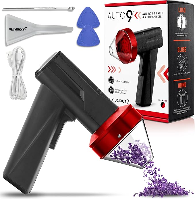 2.5" Large Electric Grinder Herb Grinder, Auto Spice Grinder with Auto Dispensing (Black Red) - Bloomnest
