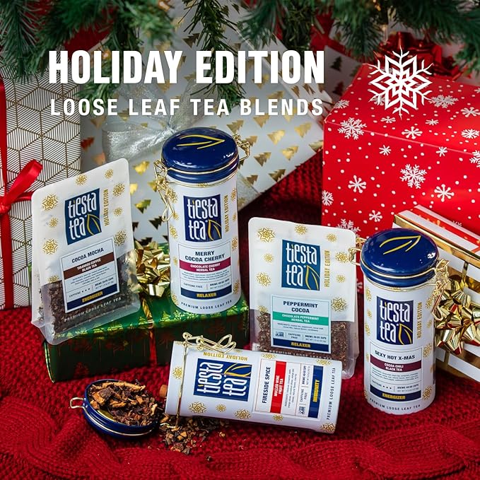 Tiesta Tea - Sexy Hot Christmas Tea, Loose Leaf, Cocoa Chili Black, Premium High Caffeinated Blend, Spicy Black, Make Hot or Iced, Brews Up to 25 Cups, 2 Ounce Resealable Bulk Pouch - Bloomnest