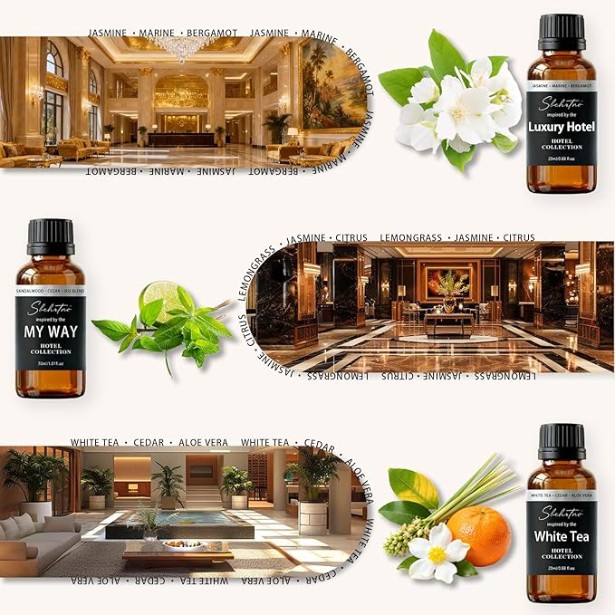 Hotel Diffuser Oil Gift Set – Luxury Hotel Inspired Fragrance Oils for Diffusers, Premium Aromatherapy Home Fragrance, Long Lasting Scent for Bedroom, Spa & Office (Hotel Fragrance Set 20ml*6) - Bloomnest
