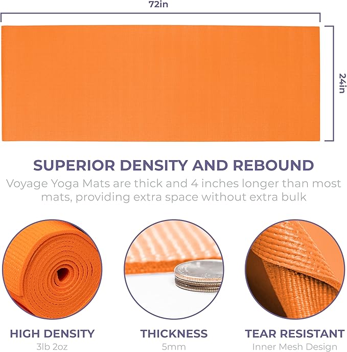 Sunshine Yoga Voyage Yoga Mat, 10 Pack, 72" x 24" Professional Studio and Gym Bulk Yoga Mats, 5mm Thick, Durable, Anti-Tear, Non Slip Fitness and Exercise Mats - Bloomnest