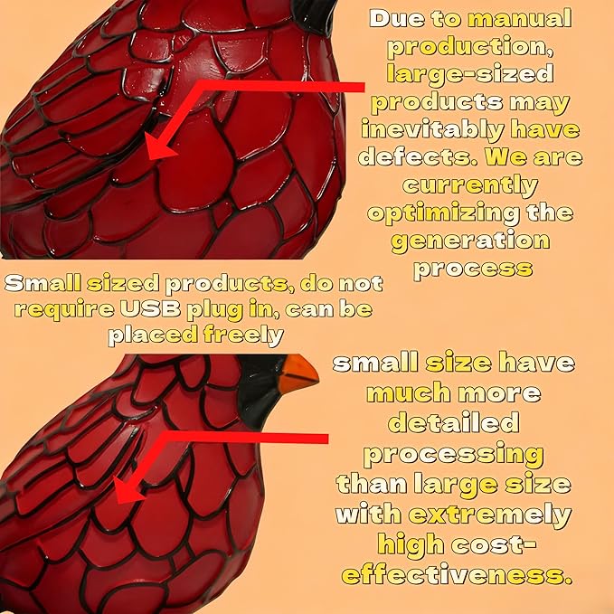 Sheremart Cardinal Lamp, Red Resin Birds Desk Light, Cardinalis Night Light for Christmas, Cardinal Gifts Bird lamp, Handmade Fanyil Cardinal Lamps for Home, Office, Bedroom (6 inch 2pcs) - Bloomnest