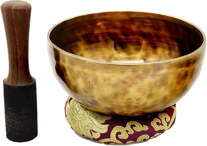 KHUSI Tibetan Singing Bowl 8 Inch Large Hand Hammered Chakra Bowl 7 Metal Meditation Bowl for Cleansing, Chakra Balancing, Mindfulness, Yoga, Decor, Gift Set - Bloomnest