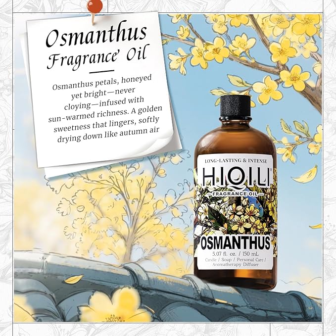 HIQILI Osmanthus Fragrance Oil, for Body Spray, Diffuser Use, Candle, Soap, and Women Perfume Making, Scented Essential Oil - 5.07 Fl Oz HIQILI