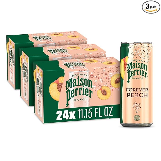Maison Perrier Forever Peach Flavored Sparkling Water, 11.15 Fl Oz Cans, 8 Count, 3 Pack - Bloomnest