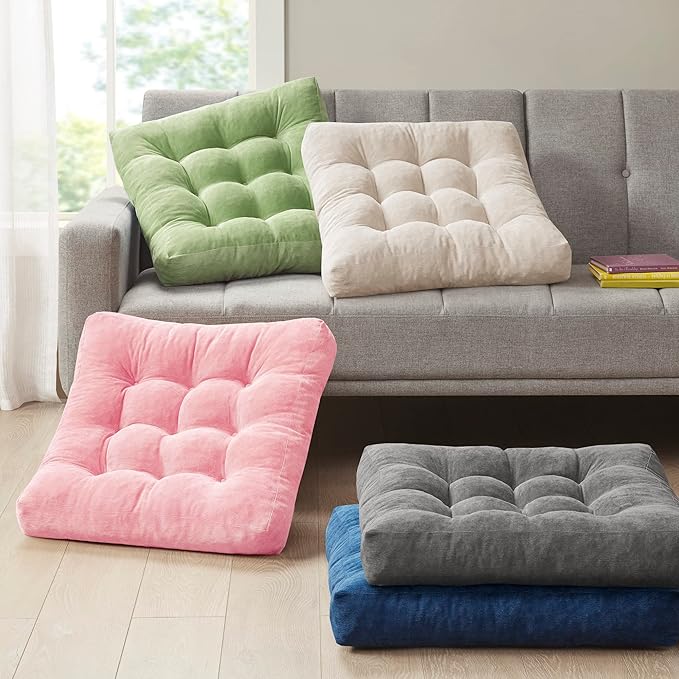 Pink Floor Pillow Set of 2 – Stylish Corduroy Cushions for Women, Perfect for Meditation, Yoga, and Relaxation, 22x22 Inch - Bloomnest