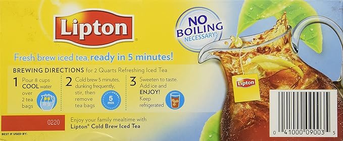 Lipton Cold Brew Family Iced Tea Bags Black tea 22 ct (Pack of 3) - Bloomnest