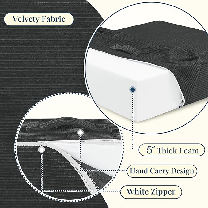 Wellsin Solid Square Floor Pillows for Adults Kids - Large Meditation Floor Pillow Seating Cushion with Thick Foam & Washable Velvet Cover, 1 Pack, 22x22x5 Inch, Gray - Bloomnest