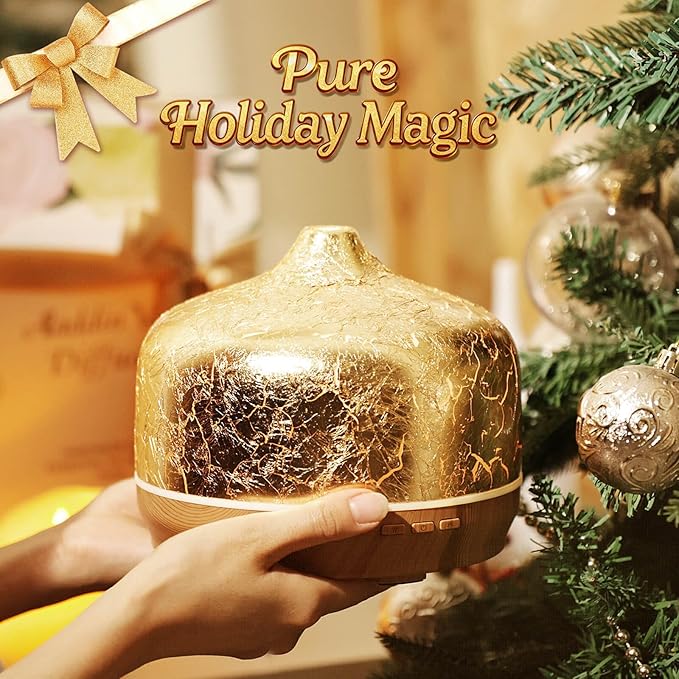 Porseme 500ml Essential Oil Diffuser Gold Plated Glass Aromatherapy Ultrasonic Humidifier - Auto Shut-Off, BPA Free for Home Hotel Yoga SPA Gift - Bloomnest
