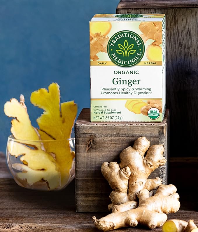 Traditional Medicinals Organic Ginger Herbal Tea, Promotes Healthy Digestion, (Pack of 2) - 16 Tea Bags - Bloomnest