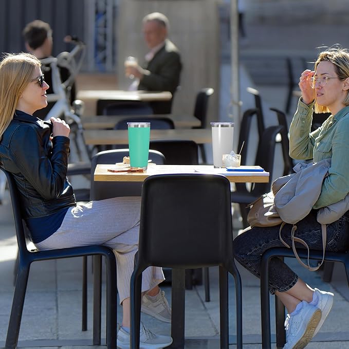 20 oz Tumbler Coffee Travel Tumblers Bulk with Lid Stainless Steel Double Wall Vacuum Insulated Mug Powder Coated Cups fit Car Cupholder for Hot and Cold - White, 8Pack