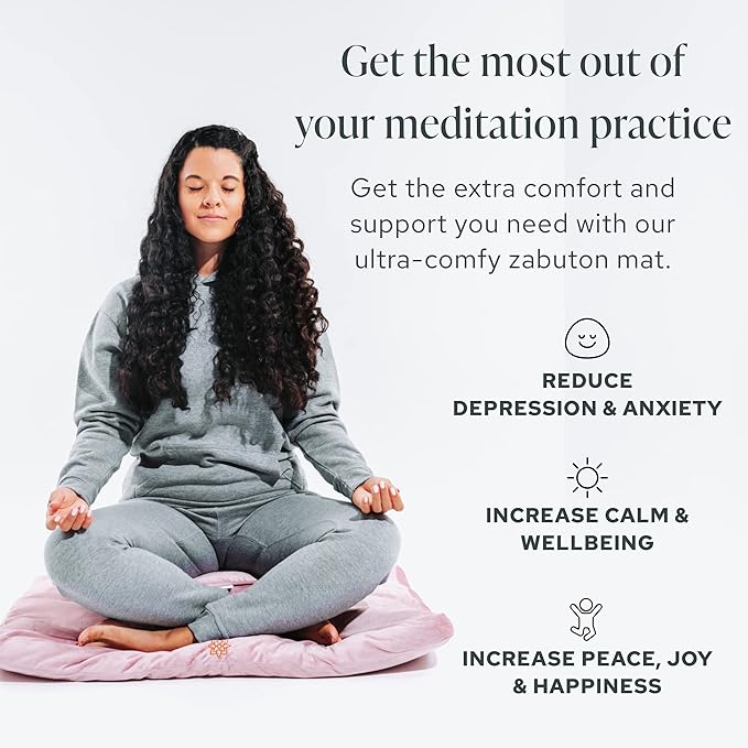 Mindful & Modern Zabuton Meditation Mat - Cotton Filled Yoga and Meditation Pad - Zabuton Meditation Cushion for Kneeling and Sitting Support - Large Rectangular Sitting Floor Pillow for Bench or Zafu