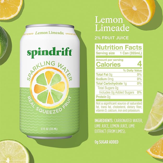 Spindrift Lemon Limeade Can 12 Ounce (Pack of 24) - Bloomnest