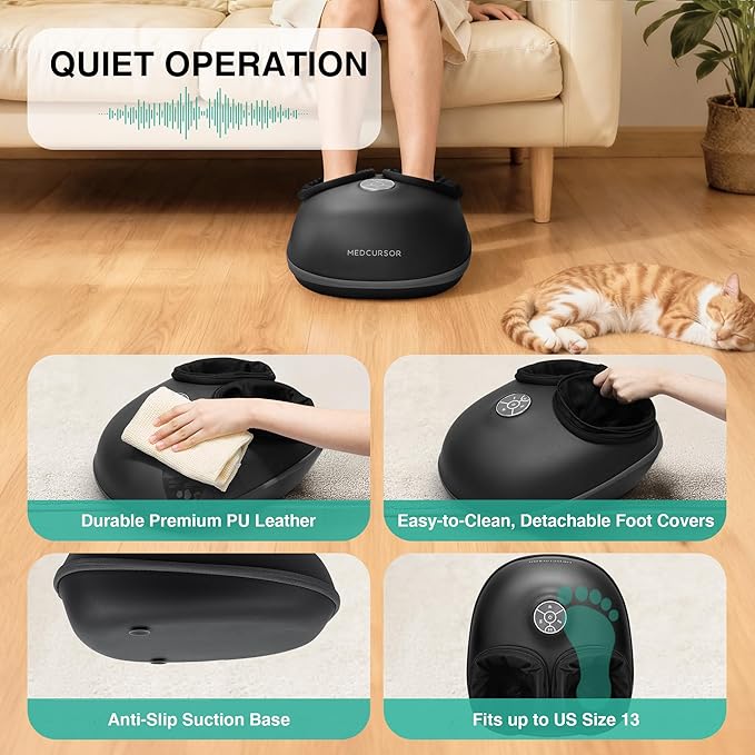 Medcursor Foot Massager with Heat, Shiatsu Deep Kneading Machine, Multi Air Compression Intensity, Smart APP Mobile Remote Control and Foot Massage Relax for Home and Office Use, Gifts for Women Mom - Bloomnest