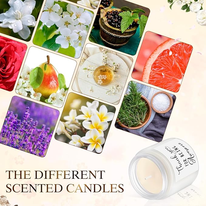MTLEE 20 Pcs Thank You Gifts Candles 3.5 oz Employee Appreciation Inspirational Scented Soy Wax Candle Thank You Gift Christmas Gifts for Coworker Women Volunteer Teacher(Thank You,White) - Bloomnest
