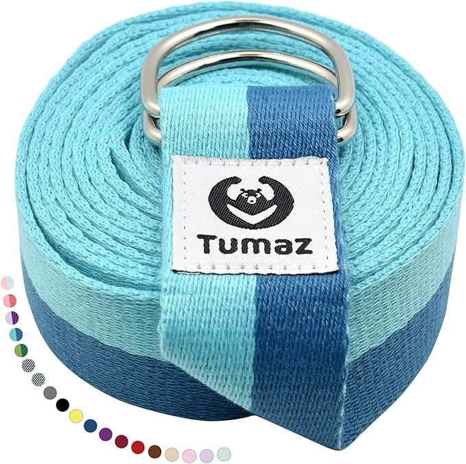 Tumaz Yoga Strap/Stretch Bands [15+ Colors, 6/8/10 Feet Options] with Extra Safe Adjustable D-Ring Buckle, Durable and Comfy Delicate Texture - Best for Daily Stretching, Physical Therapy, Fitness - Bloomnest