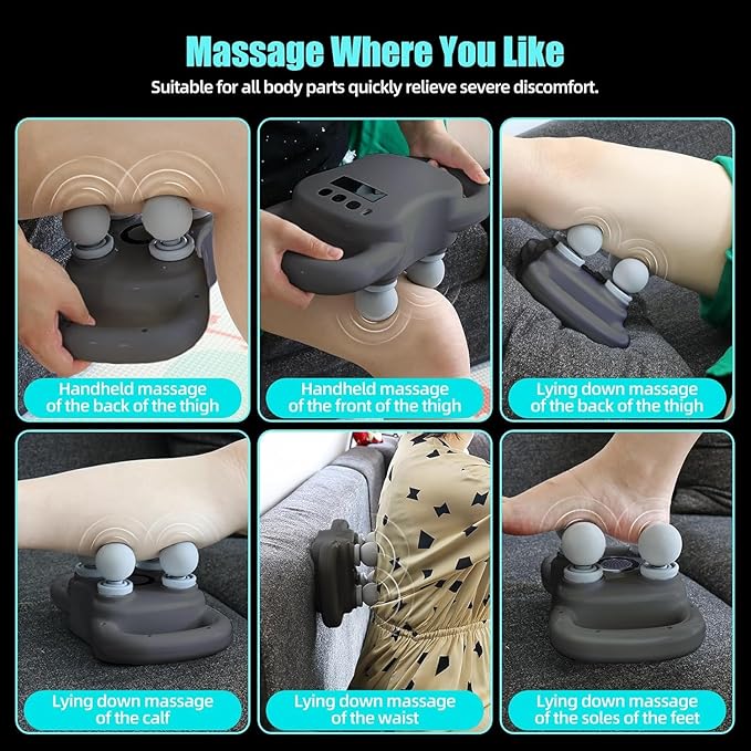 DEITY Massage Gun Deep Tissue, 4 Heads Handheld Electric Body Massager, Percussion Massager for Pain Relief, Perfect Gifts for Man Women, Grey - Bloomnest