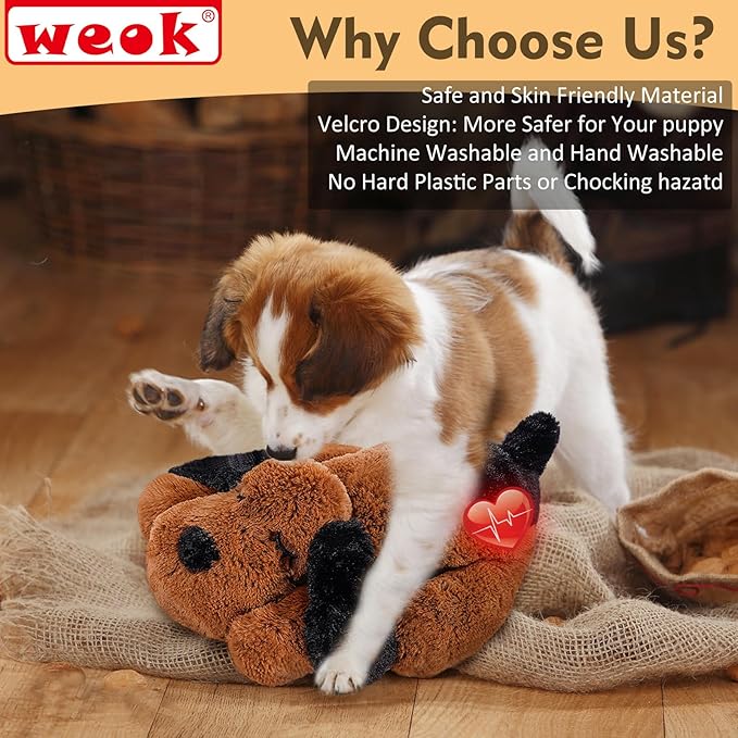 Heartbeat Puppy for Dogs, Helps for Anxiety Relief and Calming, Stuffed Animal Anxiety Calming Behavioral Puppy Heartbeat Toy Sleep aid for Cats Pets（for Small Breeds） - Bloomnest
