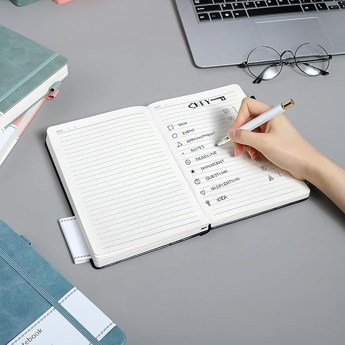 CAGIE Journal Notebook for Men Women 320 Pages Journaling Notebooks Leather Journals for Writing Hardcover for Work Diary Lined A5, Black - Bloomnest