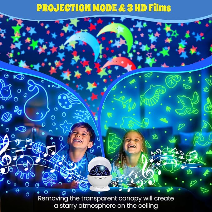 Night Light Projector, Night Light for Kids, Star Projector, 54 Light Color 360 Degree Rotation Kids Night light, Rechargeable Lamp for Bedroom, Light Projector Birthday Christmas Gifts for Boys Girls - Bloomnest
