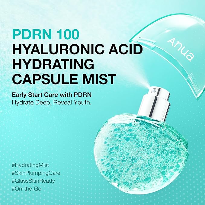 ANUA PDRN Collagen Glow Facial Serum Spray, Hydrating Face Mist, Hyaluronic Acid, dewy Glass Finish, All Skin Types, Instant Plumping Hydration, Firming Care, Korean Skincare, 1.01 fl oz - Bloomnest