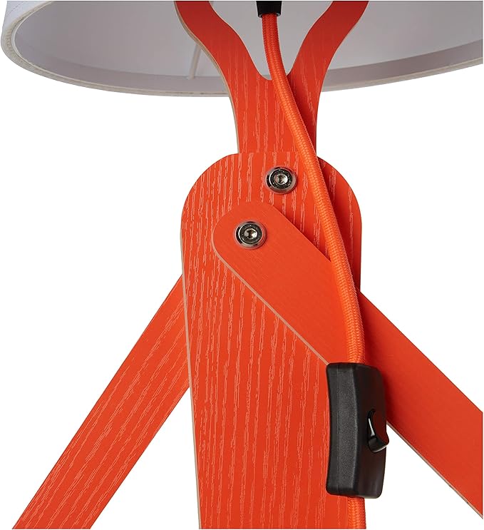 Cool Creative Floor Lamps Wood Tall Decorative Corner Reading Standing Swing Arm Light for Living Room Bedroom Office Farmhouse Kids Gift Idea- with LED Bulb (Oran Orange) - Bloomnest