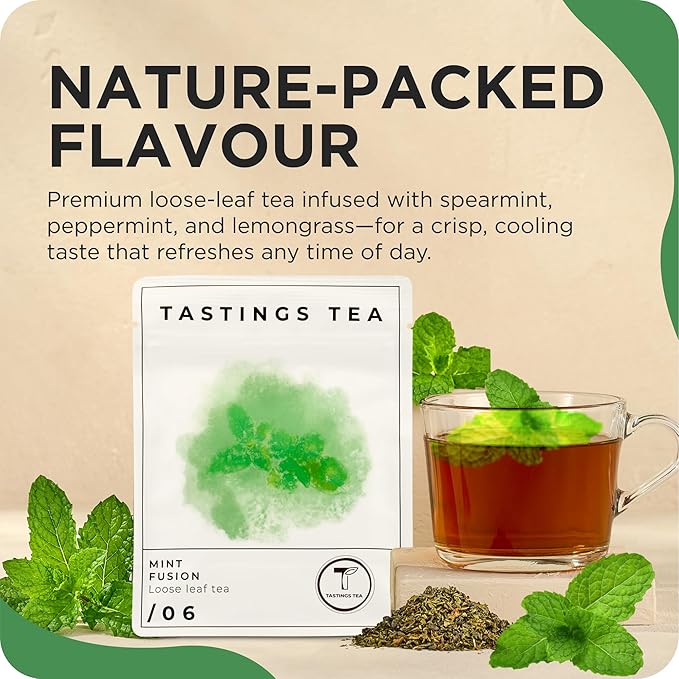 Tastings Tea Mint Fusion - 3.5oz Loose Leaf | Energising Boost | Small-Batch Freshness - Bloomnest