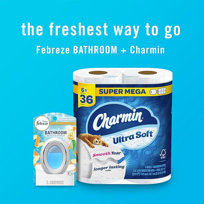 Febreze Bathroom Air Freshener, Odor-Fighting, Plug In Alternative, Air Fresheners for Home and Bathroom and Kitchen, Closet Air Fresheners, Refresh & Energize Scent, 4 Count - Bloomnest