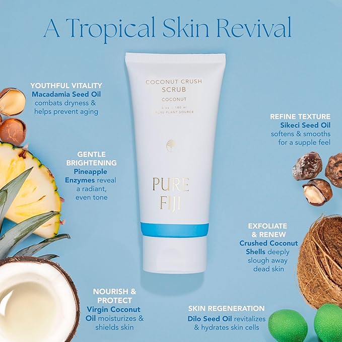 Pure Fiji Coconut Crush Scrub, Coconut (6oz/180ml) - Bloomnest