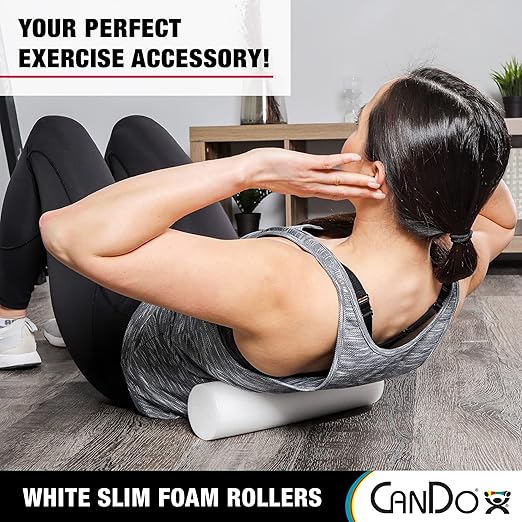 CanDo Slim White PE Foam Rollers for Exercise, Fitness, Muscle Restoration, Massage Therapy, Sport Recovery and Physical Therapy for Home, Clinics, Professional Therapy 3" x 36" Round - Bloomnest