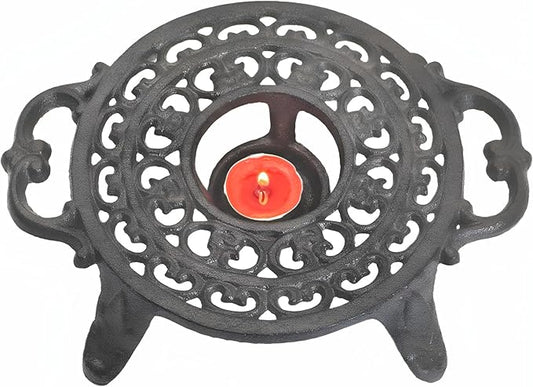 Cast Iron Candle Warmer for Tea Kettle or Tea Pot, Tea Light Warmer, Teapot and Dish Cups Heater, Pan Trivet, Vintage Decorative Stands for Heat Tea or Coffee Milk(Round) - Bloomnest