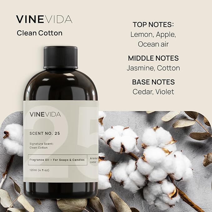 VINEVIDA [32 Fl Oz] Clean Cotton Fragrance Oil for Cold Air Diffusers, Essential Oils for Diffuser Oil Refill & Air Freshener Room Spray - Bloomnest