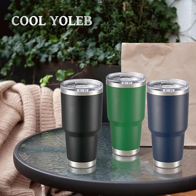 30 oz Tumbler with Lid Stainless Steel Tumblers Vacuum Insulated Cup Reusable Powder Coated Travel Mug Double Wall Leak Proof Portable Cups Keep Cold Drinks for 12 Hours, Dark Green, 1 Pack - Bloomnest