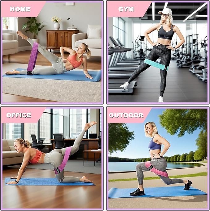 Resistance Bands for Working Out, Fabric Loop Exercise Bands for Legs and Butt, Workout Bands Set for Women and Men, 3 Booty Bands for Yoga, Pilates and Fitness - Bloomnest
