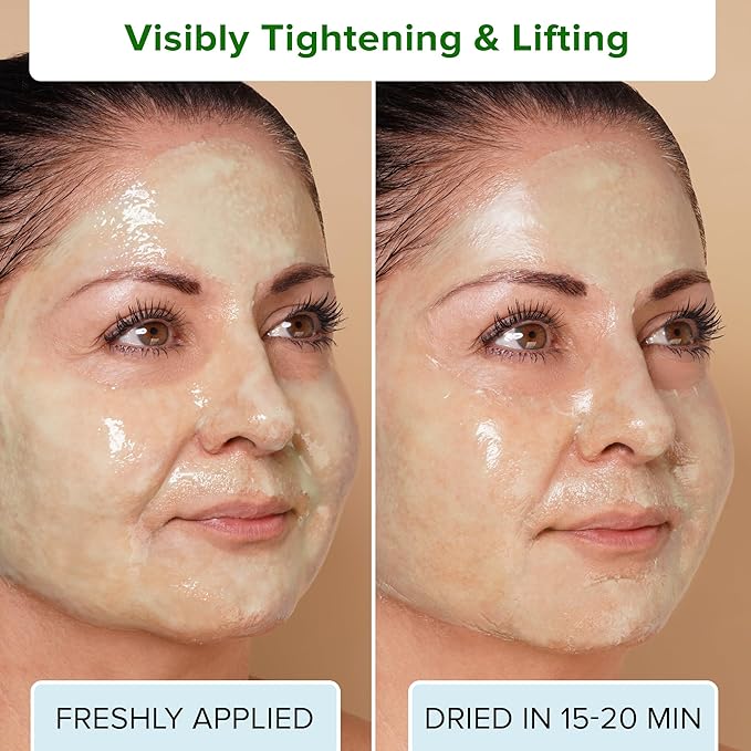 Ebanel Collagen Peptides Wash-Off Face Mask Set, 8 Pack Instant Skin Tightening and Lifting Masks, Brightening Face Mask with Niacinamide, Glutathione, Hyaluronic Acid, Vitamin C, Cica, B5, Albumen - Bloomnest