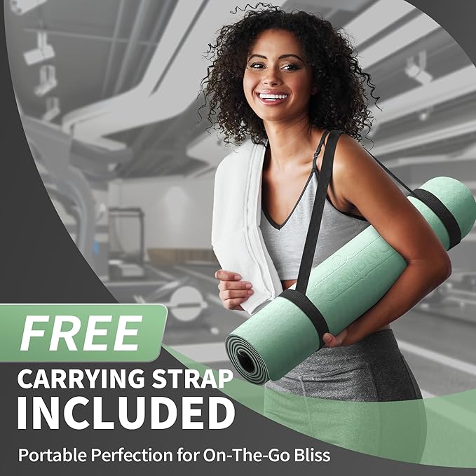 CAMBIVO Yoga Mat for Women Men Kids, 1/3 & 1/4 & 2/5 Inch Extra Thick Yoga Mat Non Slip, 72" x 24" TPE Yoga Mats, Workout Mat with Carrying Strap for Yoga, Pilates and Floor Exercises - Bloomnest