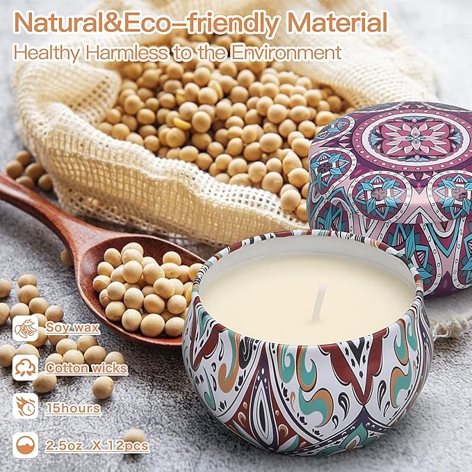 Scented Candle Gifts for Women Birthday Gift for Women Scented Candles for Home Aromatherapy Soy Wax Candle Jar Candles, Grey - Bloomnest