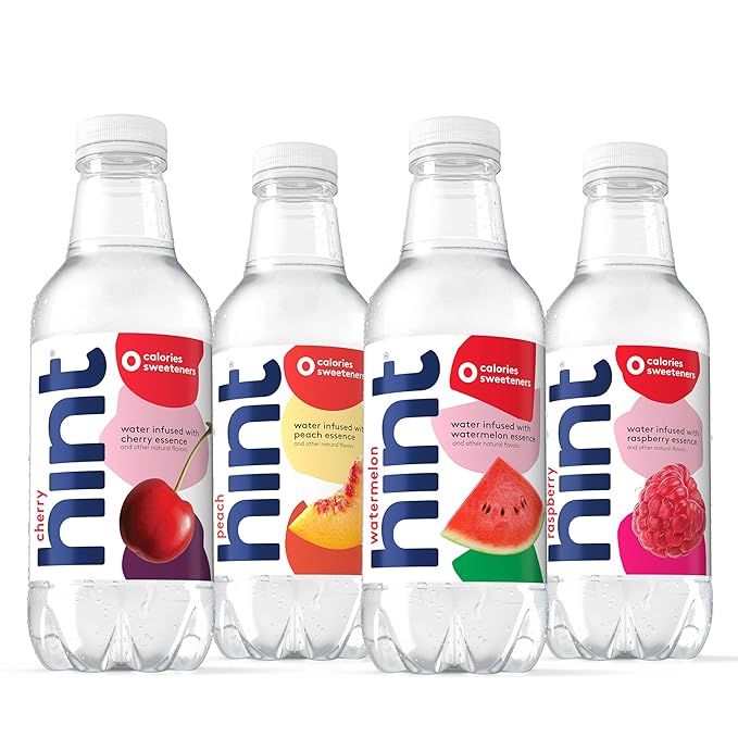 Hint Bottled Water, 4-Flavor Purple Variety Pack - Purified Water Beverages with Zero Calories, Natural Flavors, and Sugar Free - 16 Fl Oz (Pack of 12) - Bloomnest