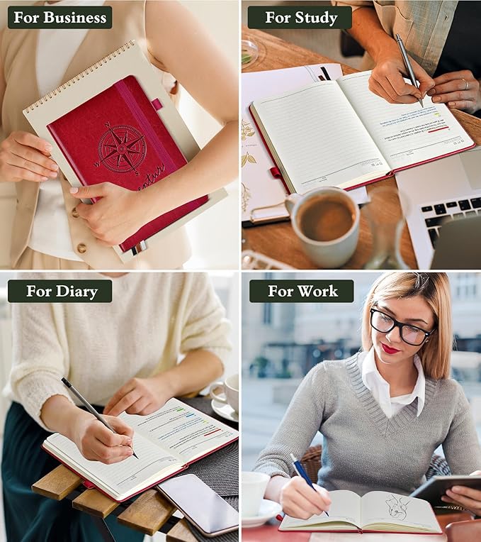 Lined Journal Notebook for Women Men, 160 Pages, A5 Hardcover Vintage Leather Journaling Notebooks for Work, School, Note Taking, Travel, Bible Study,Daily Diary for Writing 5.8"x8.5"(Burgundy) - Bloomnest