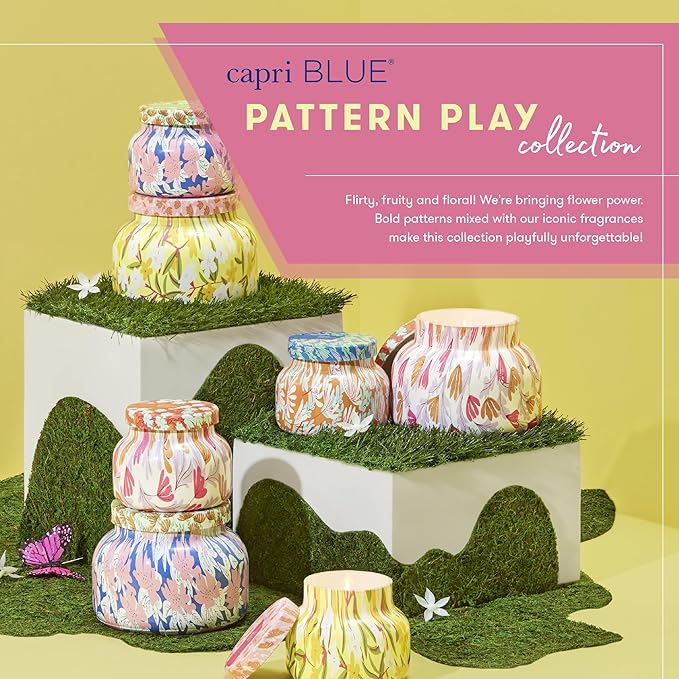 Capri Blue Scented Candles - Pattern Play Glass Jar Candles - Long Lasting Soy Wax Blend - Luxury Home Decor - Notes of Pineapple, Lemon Flower & Sugarcane - Gifts for Women (Pineapple Flower, 19 oz) - Bloomnest
