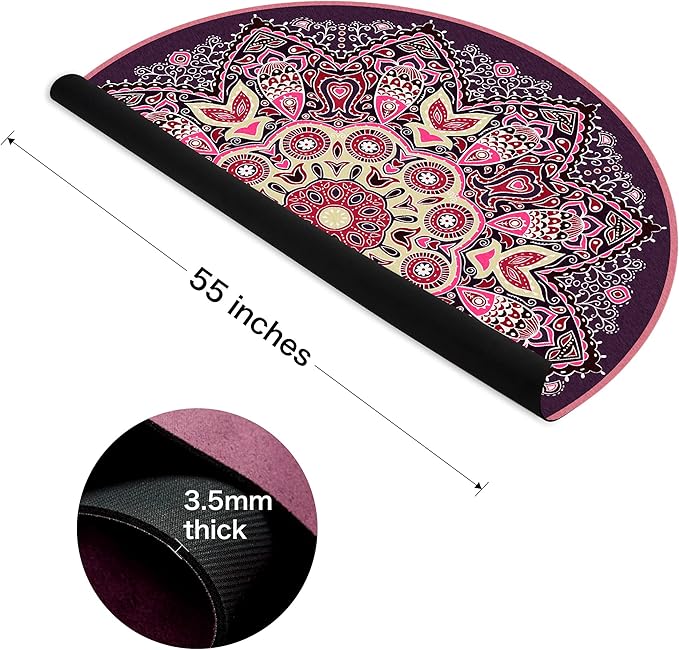 Knsbk Large Round Yoga Mat 4.6'X3.5mm for Exercise Premium Extra Thick, Ultra Comfortable, Non Slip, Meditation Mat - Bloomnest